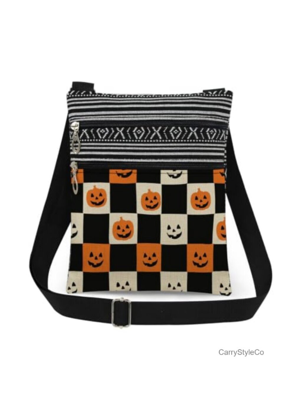 Polyester Checkerboard Crossbody Bag Adjustable Strap Halloween Gift Purse